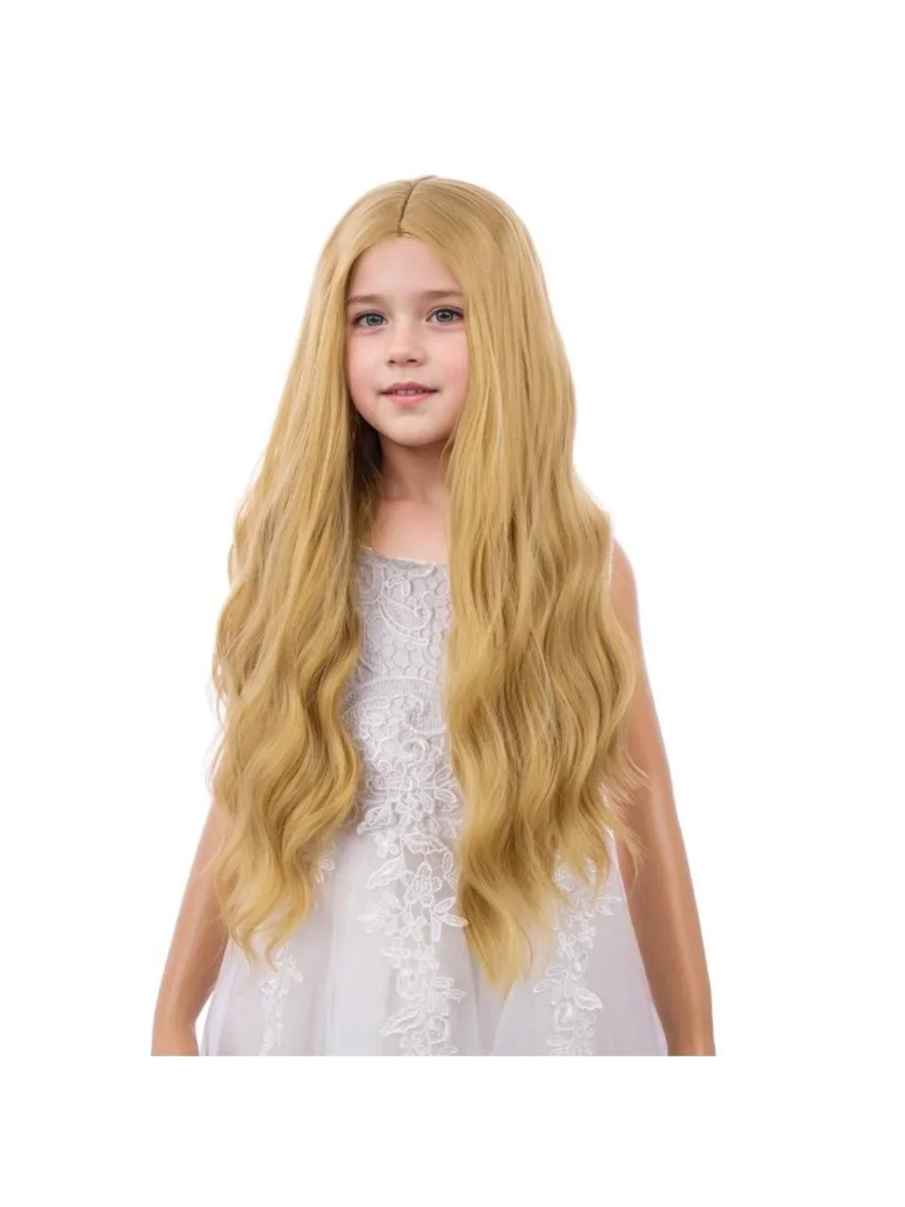 Women's Blonde Long Wavy Wig For Girls Wavy Curly Synthetic Halloween Hair